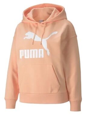 Puma Peach Pullover Hoodie with White Logo Size 3X